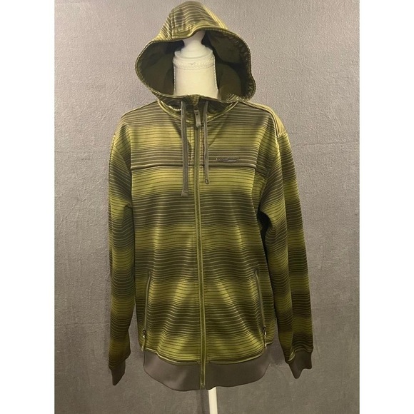 Sims Snowboarding Other - Sims Snowboarding Mens Small Full Zip Hoodie Striped Fleece Jacket Olive Green